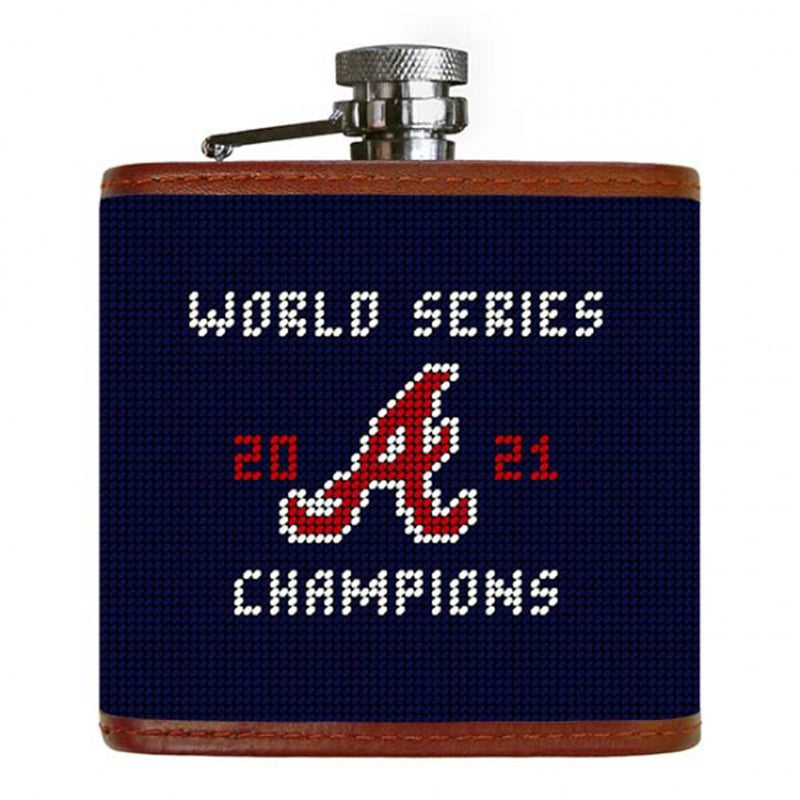 Atlanta Braves 2021 World Series Needlepoint Flask by Smathers & Branson - Country Club Prep