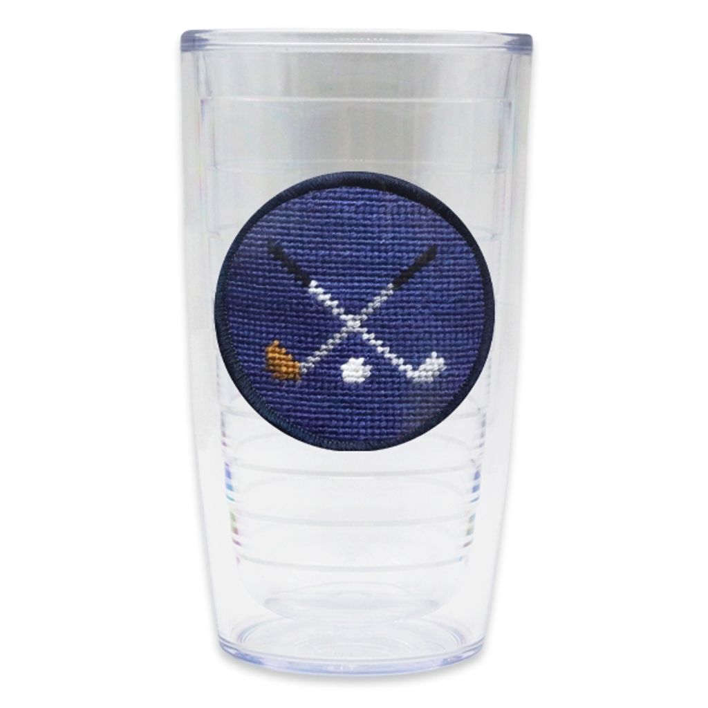 Crossed Clubs Needlepoint Tumbler by Smathers & Branson - Country Club Prep