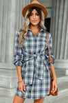 Plaid Tie Front Mini Shirt Dress - Country Club Prep