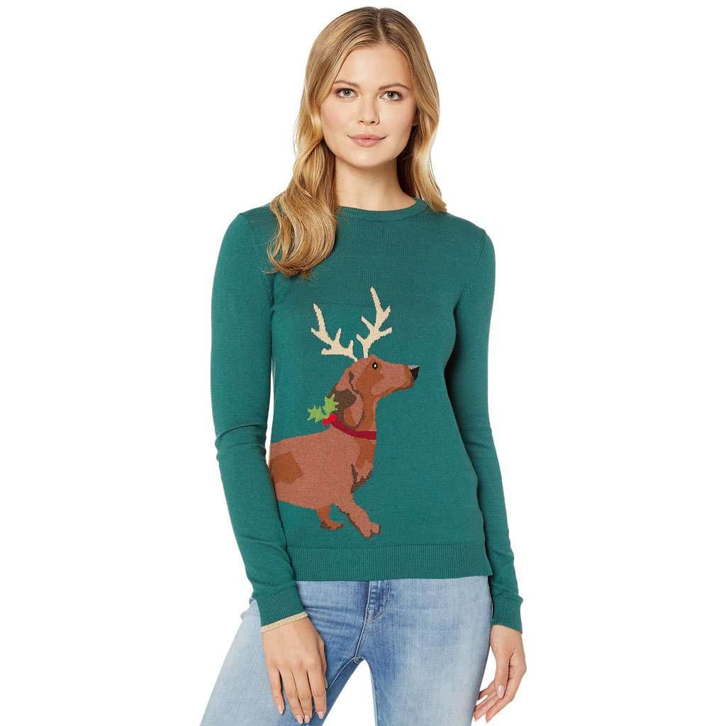 Festive Sausage Dog Crew Neck Sweater by Joules - Country Club Prep