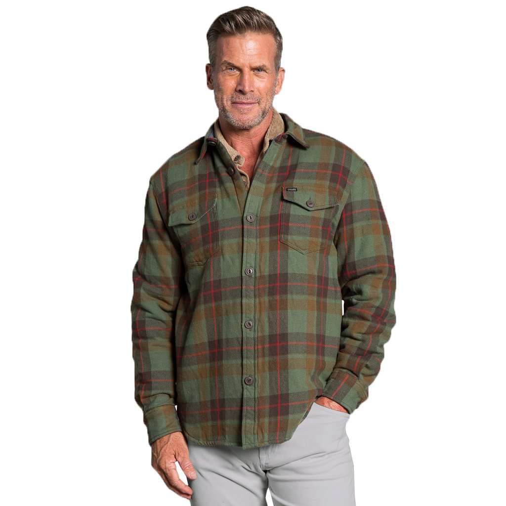 Summit Shirt Jacket with Sherpa Lining in Olive by True Grit - Country Club Prep