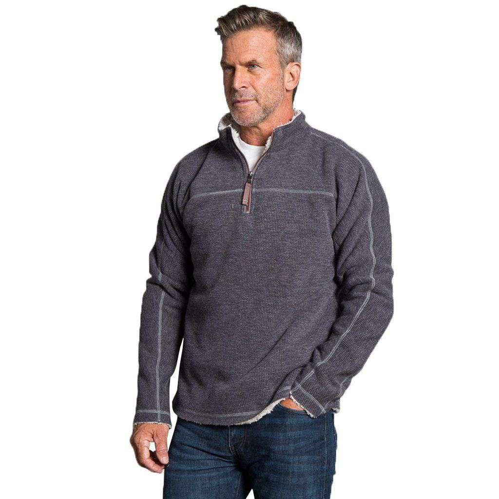 Bonded Vintage Cord 1/4 Zip Pullover in Charcoal by True Grit - Country Club Prep