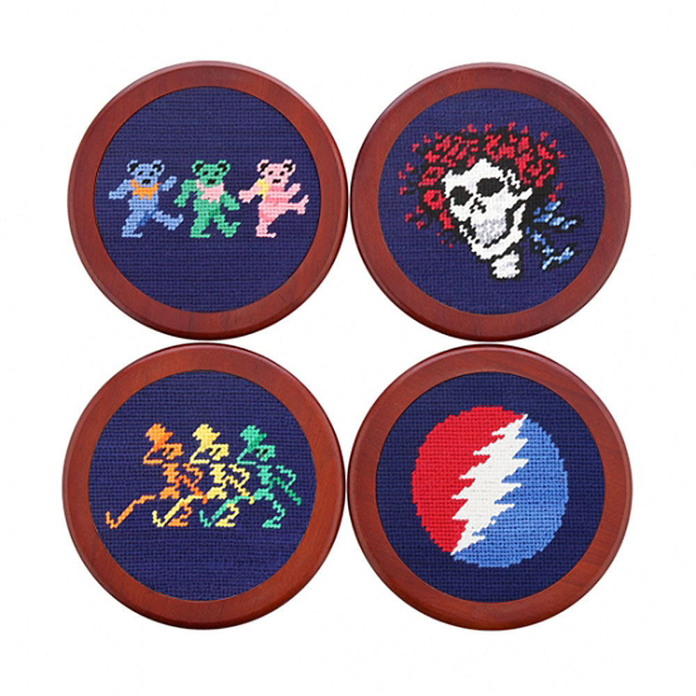 Grateful Dead Life Needlepoint Coasters by Smathers & Branson - Country Club Prep