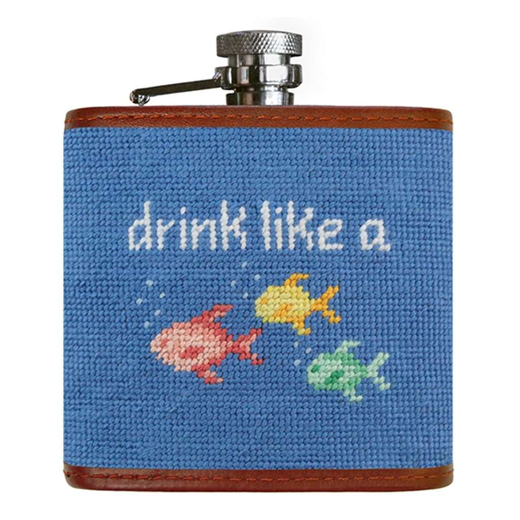 Drink Like a Fish Needlepoint Flask by Smathers & Branson - Country Club Prep