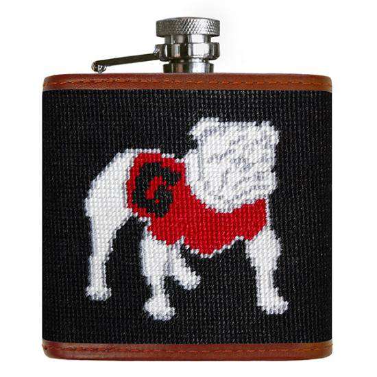 University of Georgia Needlepoint Flask in Black by Smathers & Branson - Country Club Prep