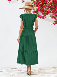 Tie Belt Ruffled Tiered Dress - Country Club Prep