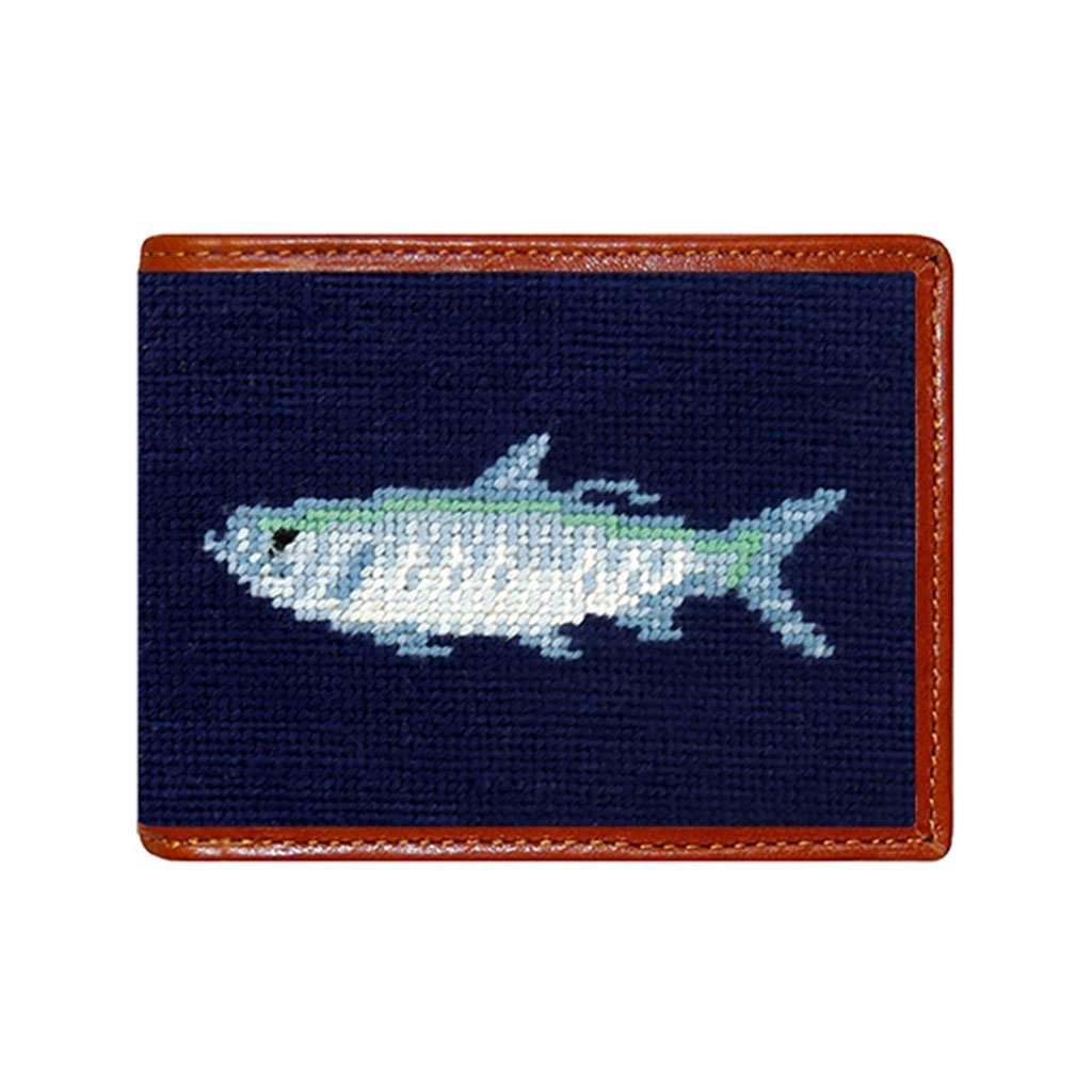 Tarpon Needlepoint Bi-Fold Wallet in Dark Navy by Smathers & Branson - Country Club Prep
