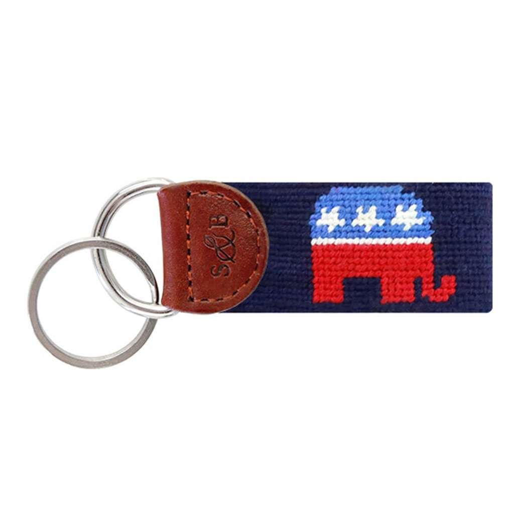 Republican Needlepoint Key Fob in Navy Blue by Smathers & Branson - Country Club Prep