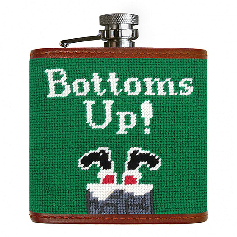 Bottoms Up Needlepoint Flask by Smathers & Branson - Country Club Prep