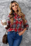 Plaid Button Front Curved Hem Collared Shirt - Country Club Prep