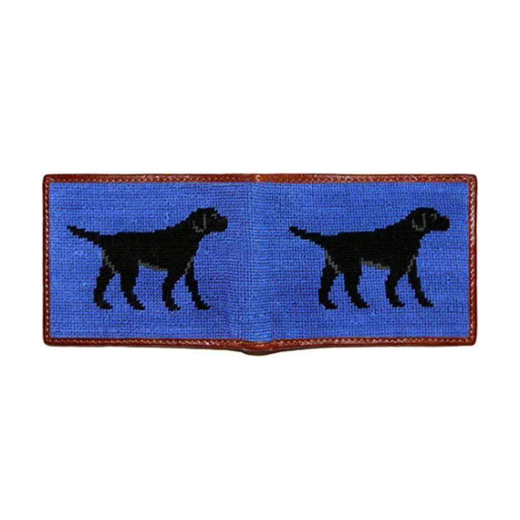 Black Lab Needlepoint Bi-Fold Wallet in Navy by Smathers & Branson - Country Club Prep