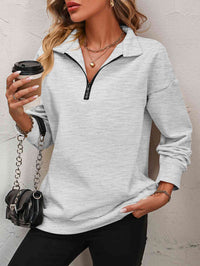 Zip-Up Dropped Shoulder Sweatshirt - Country Club Prep