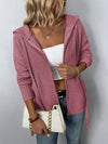 Zip-Up Drawstring Detail Hooded Cardigan - Country Club Prep