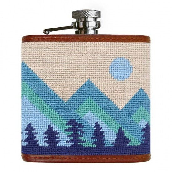 Mod Mountain Needlepoint Flask by Smathers & Branson - Country Club Prep