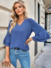 Layered Flare Sleeve Textured V-Neck Blouse - Country Club Prep