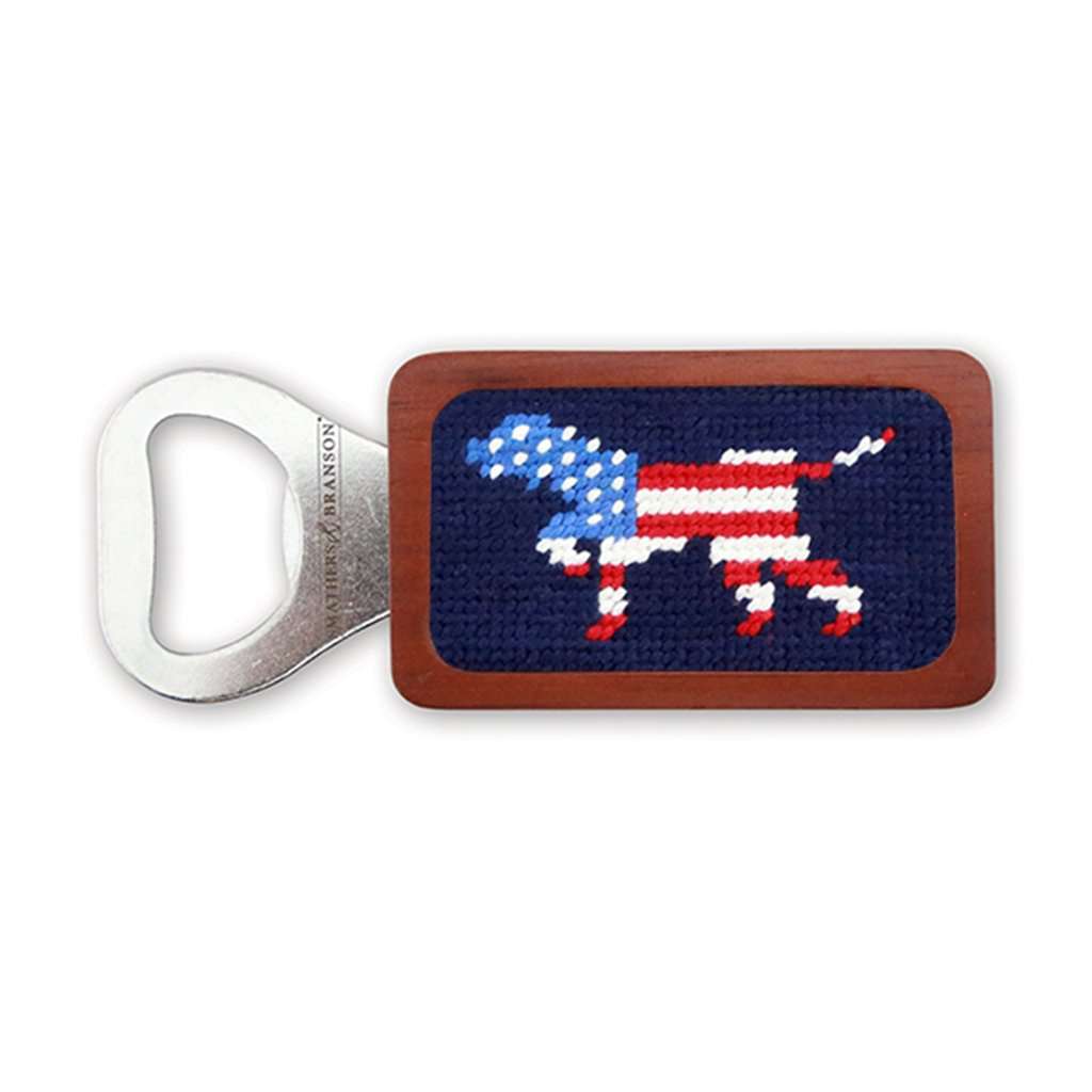 Patriotic Dog on Point Needlepoint Bottle Opener by Smathers & Branson - Country Club Prep