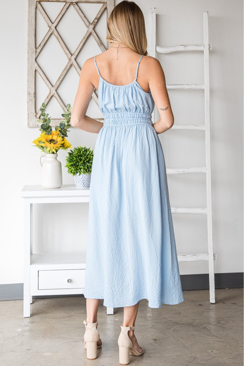 French Riviera Textured Woven Sleeveless Dress - Country Club Prep