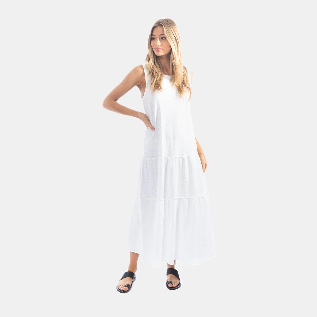 Slub Cotton Tiered Crew Dress by True Grit (Dylan) - Country Club Prep