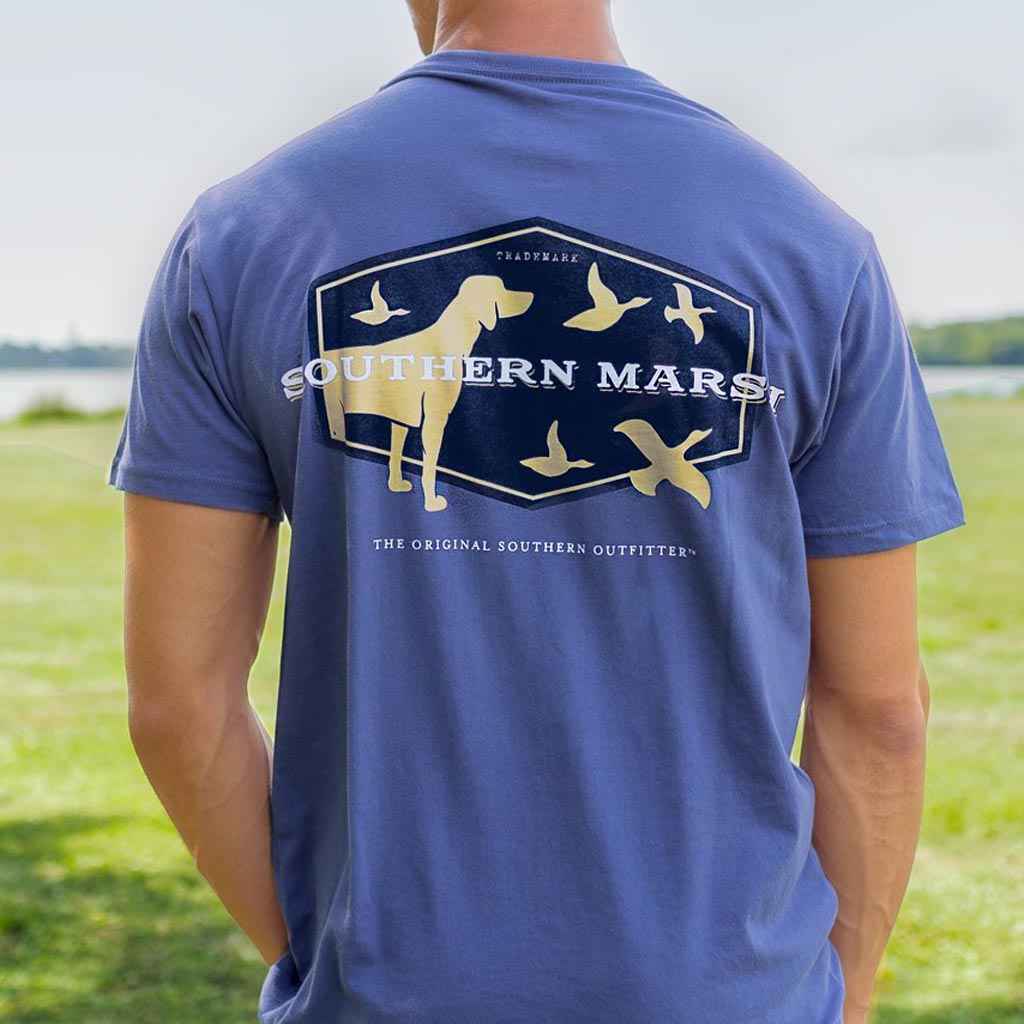 Branding Collection - Hunting Dog Tee in Bluestone by Southern Marsh - Country Club Prep