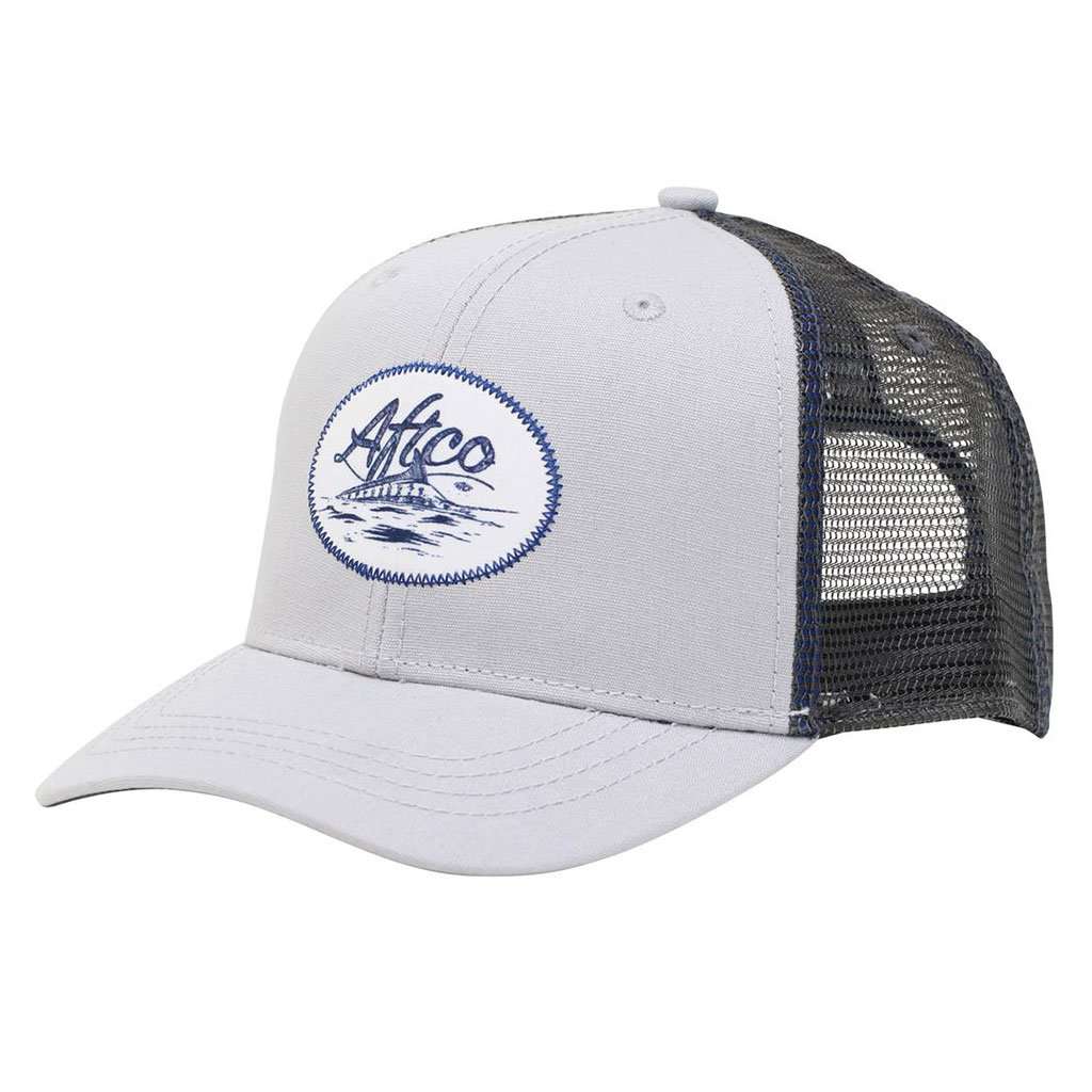 Finner Trucker Hat in Silver by AFTCO - Country Club Prep