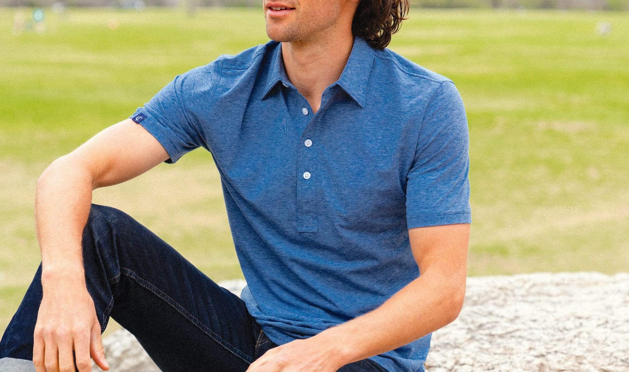 Performance Range Polo in Blue Jean by Criquet - Country Club Prep