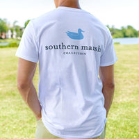 Authentic Collegiate Tee in White with Light Blue by Southern Marsh - Country Club Prep