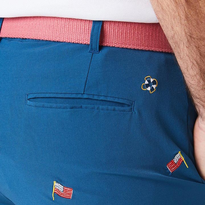 ACKformance Short with USA Flag in Abyss Blue by Castaway Clothing - Country Club Prep