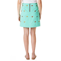 Stretch Twill Ali Skirt with Embroidered Racing Horses in Palm Green by Castaway Clothing - Country Club Prep