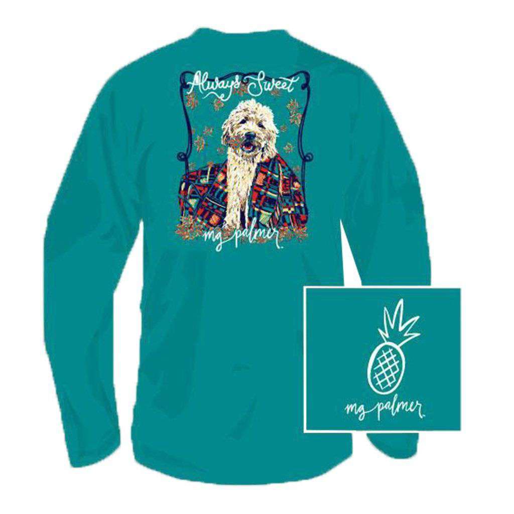Always Sweet Pup Long Sleeve Tee Shirt in Jade by MG Palmer - Country Club Prep