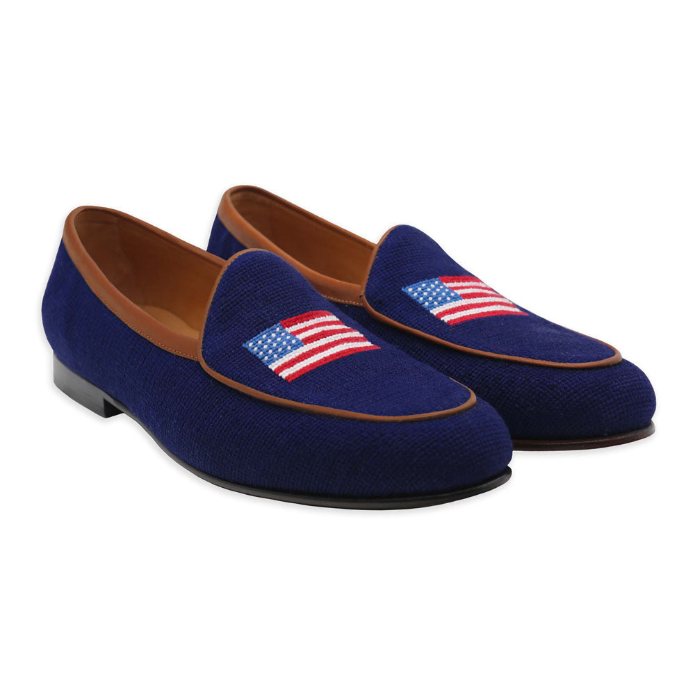 American Flag Needlepoint Belgian Loafers by Smathers & Branson - Country Club Prep