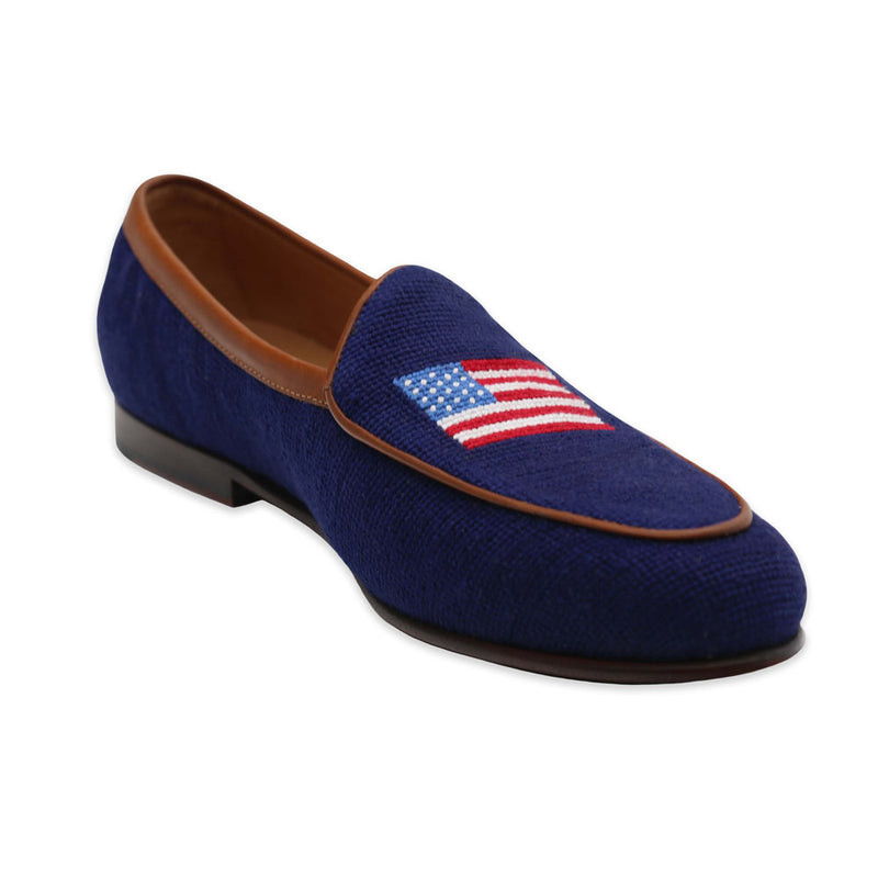 American Flag Needlepoint Belgian Loafers by Smathers & Branson - Country Club Prep