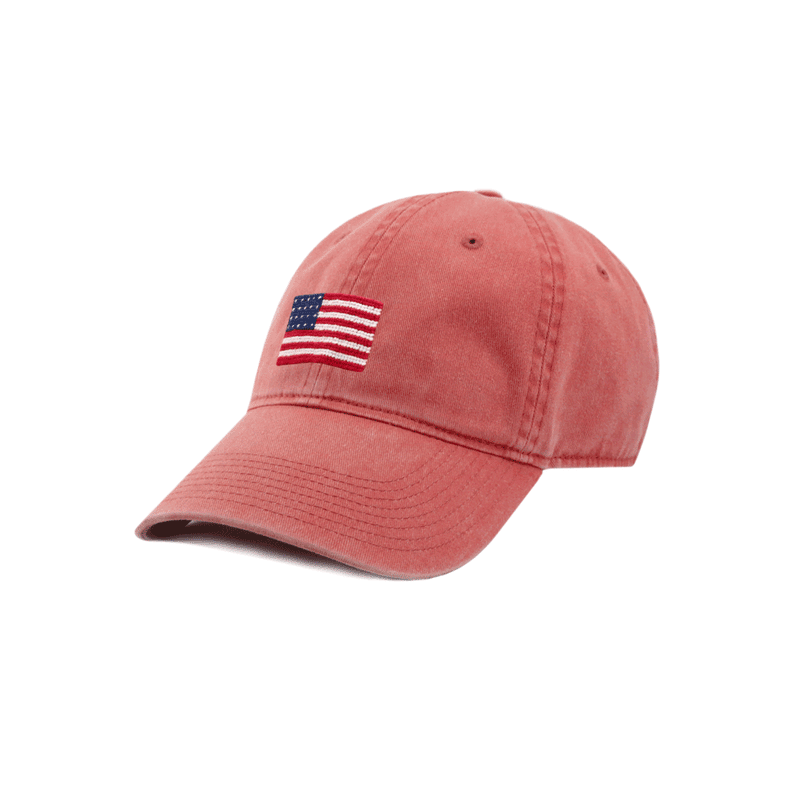 American Flag Needlepoint Hat in Nantucket Red by Smathers & Branson - Country Club Prep