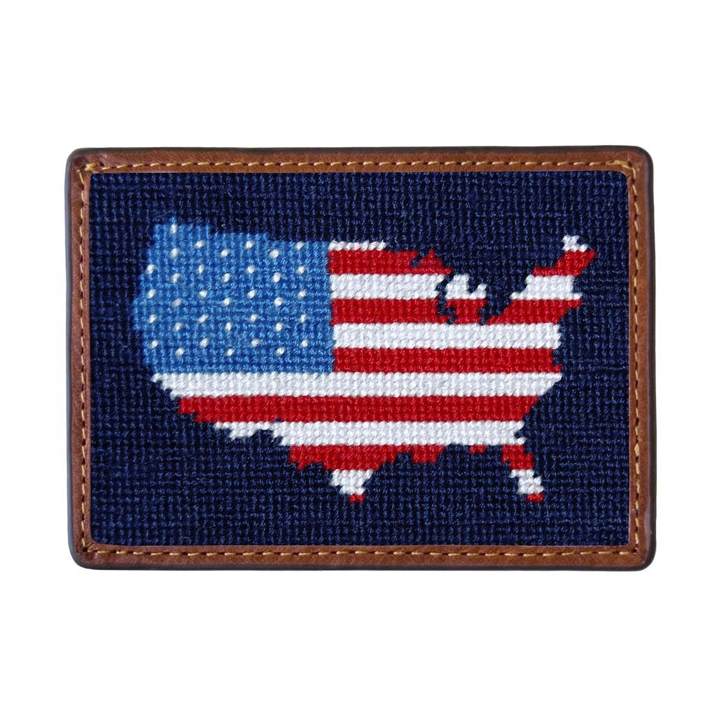 Americana Needlepoint Credit Card Wallet by Smathers & Branson - Country Club Prep