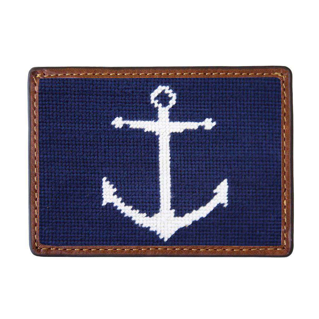 Anchor Needlepoint Credit Card Wallet in Dark Navy by Smathers & Branson - Country Club Prep