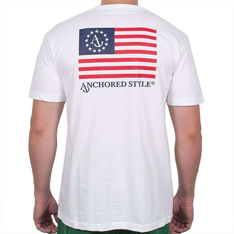 Anchored Ensign Flag Tee Shirt in White by Anchored Style - Country Club Prep