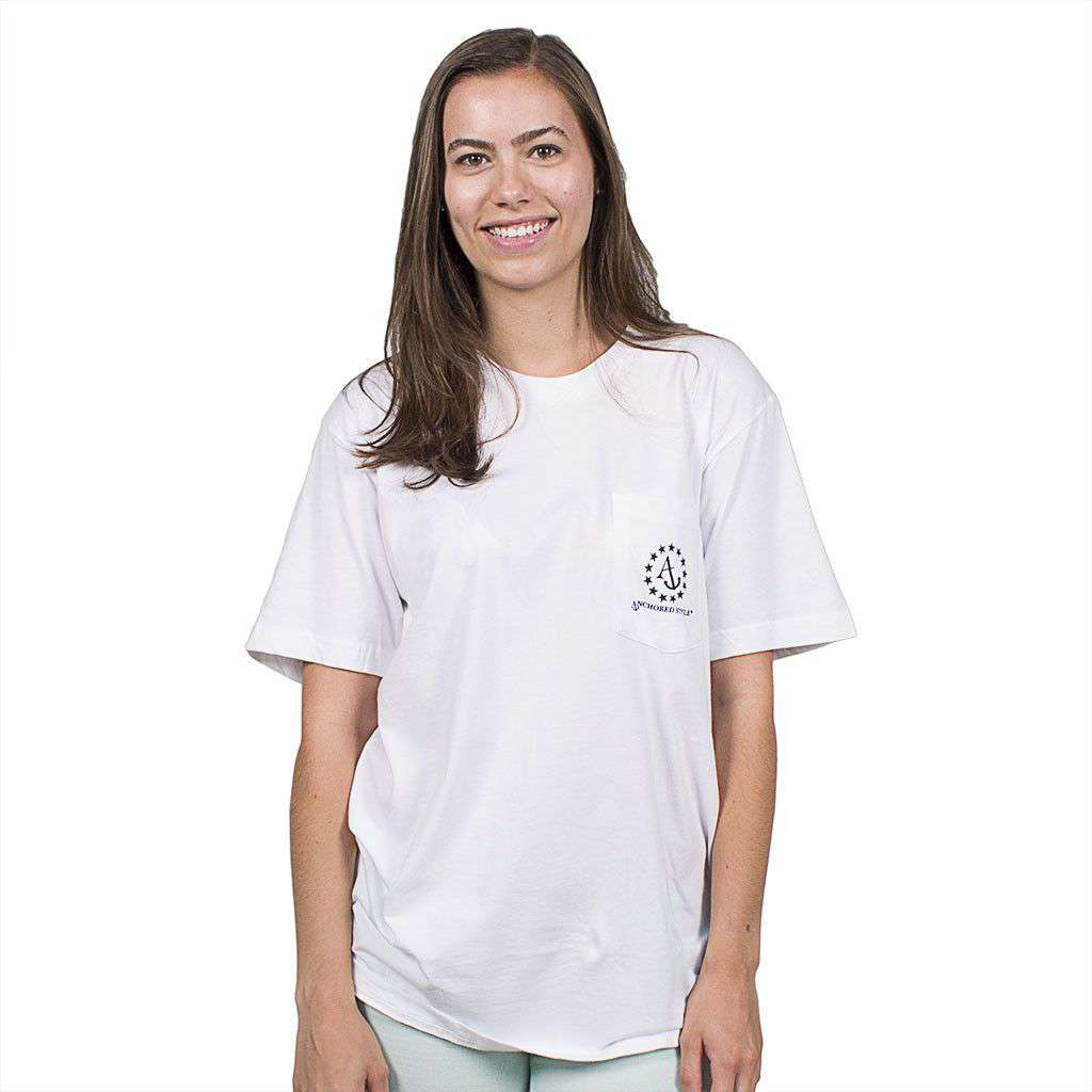 Anchored Style Anchored Ensign Flag Pocket Tee Shirt in White – Country ...