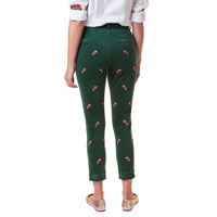 Ladies Beachcomber Stretch Corduroy Ankle Capri with Embroidered Candy Canes by Castaway Clothing - Country Club Prep