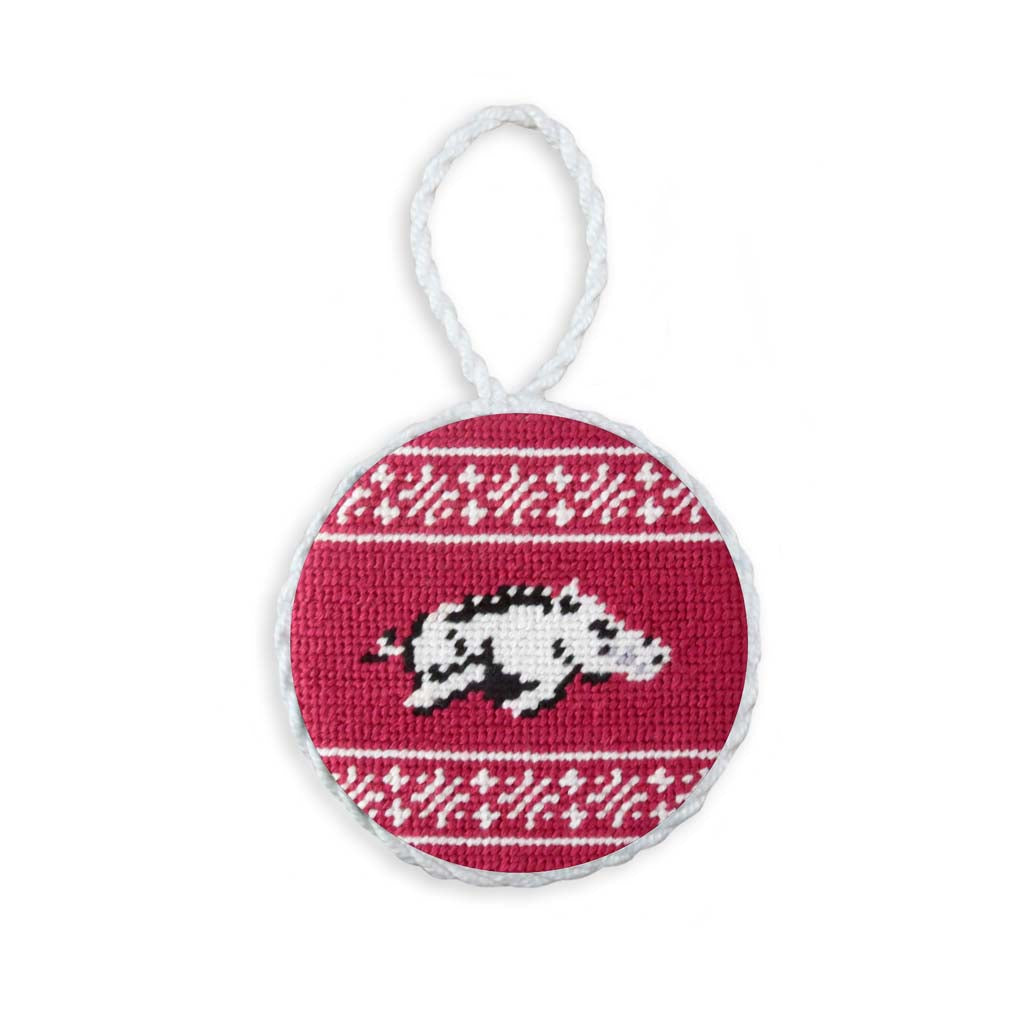 University of Arkansas Fairisle Needlepoint Ornament by Smathers & Branson - Country Club Prep