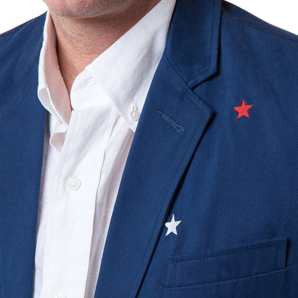 Spinnaker Blazer with Embroidered Red & White Stars by Castaway Clothing - Country Club Prep