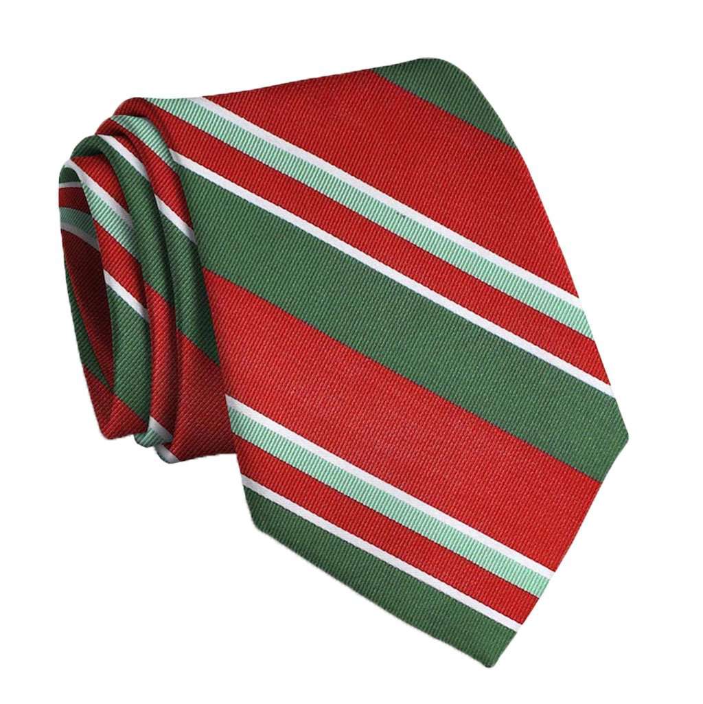 Wayfair Stripe Neck Tie in Red & Green by Bird Dog Bay - Country Club Prep