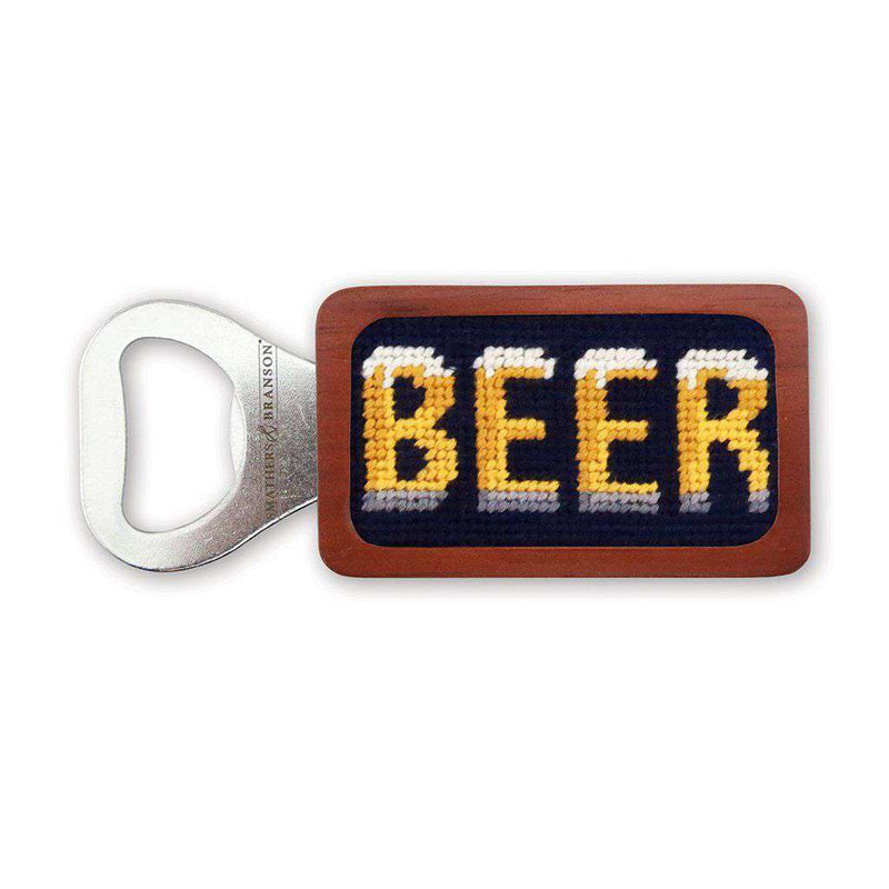 Beer Needlepoint Bottle Opener in Dark Navy by Smathers & Branson - Country Club Prep