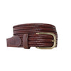 The Back Nine Woven Leather Belt in Brown Brass by Bucks Club - Country Club Prep
