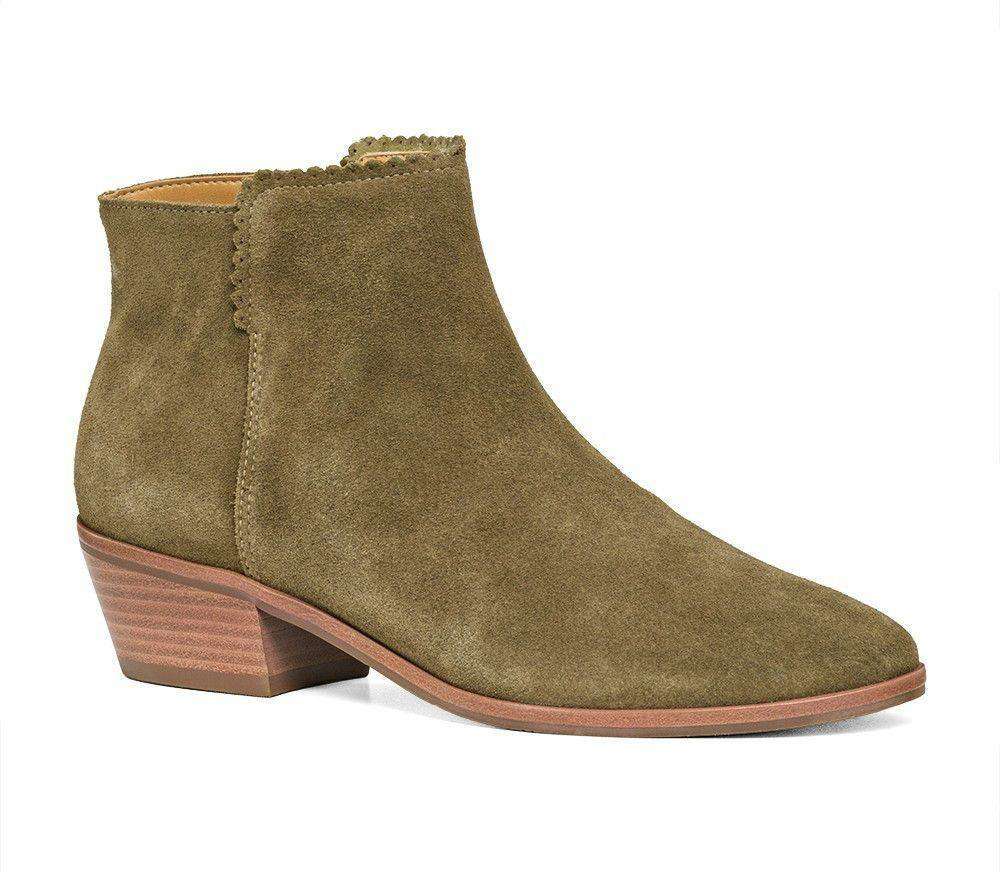Bailee Suede Booties in Olive by Jack Rogers - Country Club Prep