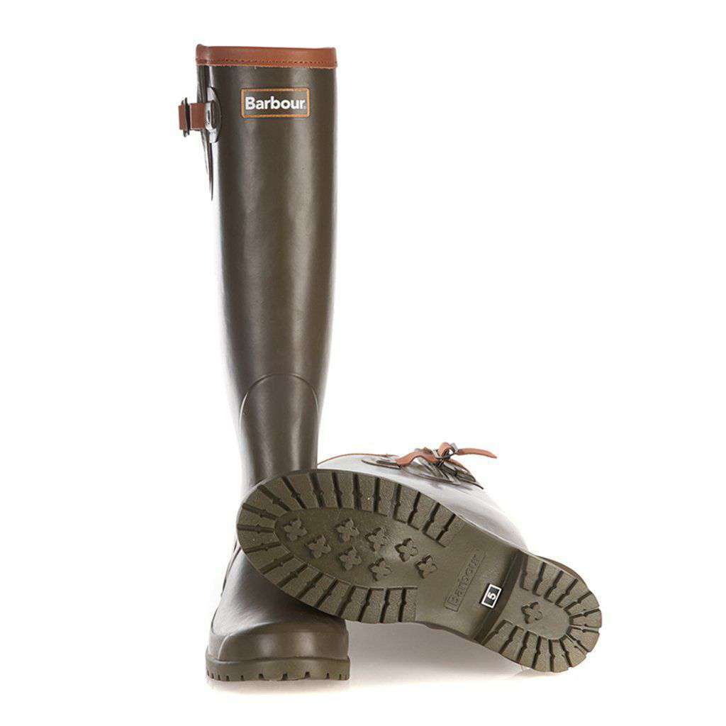 Barbour Blyth Wellington Boots in Olive Country Club Prep