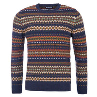 Case Fairisle Crew Neck Jumper in Navy Marl by Barbour - Country Club Prep