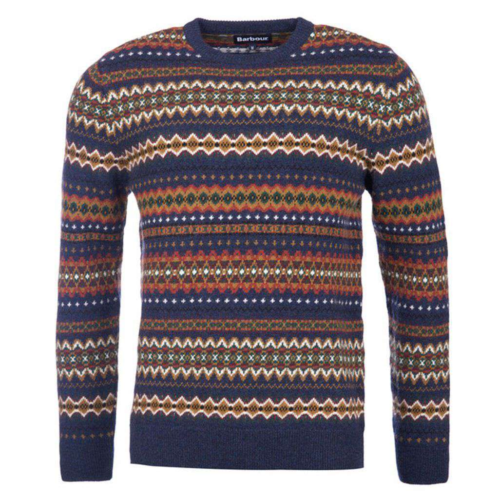 Barbour Case Fairisle Crew Neck Jumper in Navy Marl – Country Club Prep