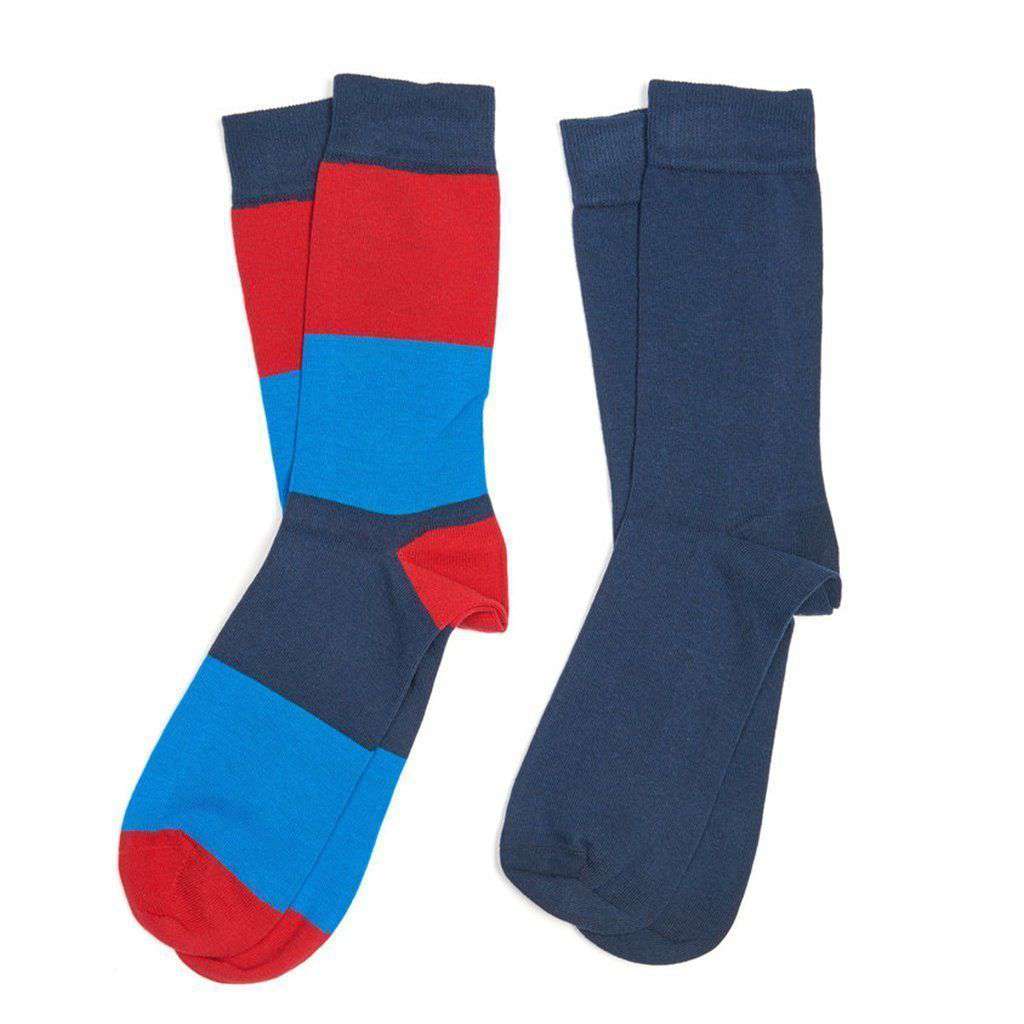 Men's Cleadon Socks Gift Pack in Navy Stripe and Navy by Barbour - Country Club Prep