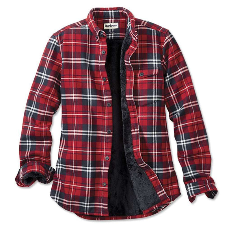 Hamilton Faux Fur Lined Shirt Jacket in Red by Barbour - Country Club Prep