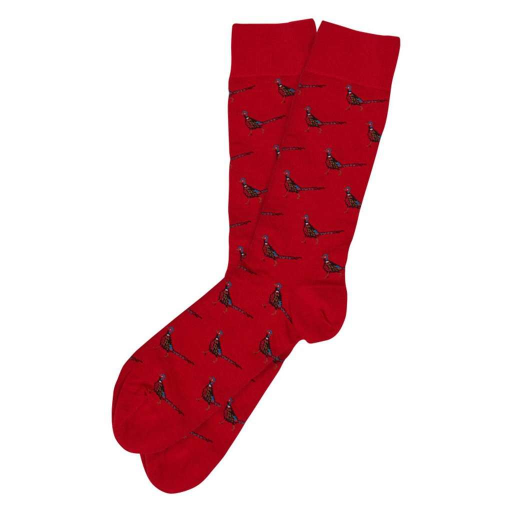 Mavin Socks in Red with Pheasants by Barbour - Country Club Prep