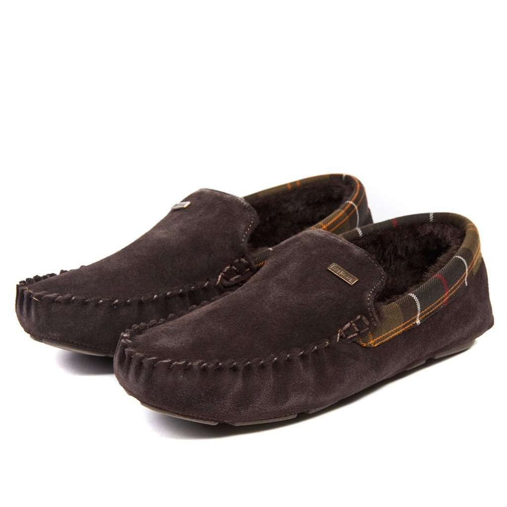 Men's Monty Moccasin Slippers in Brown by Barbour - Country Club Prep
